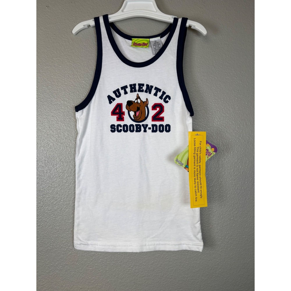 Scooby Doo Tank Top L (10/12)‎ White Authentic 402 Kids Sleeveless Shirt NEW